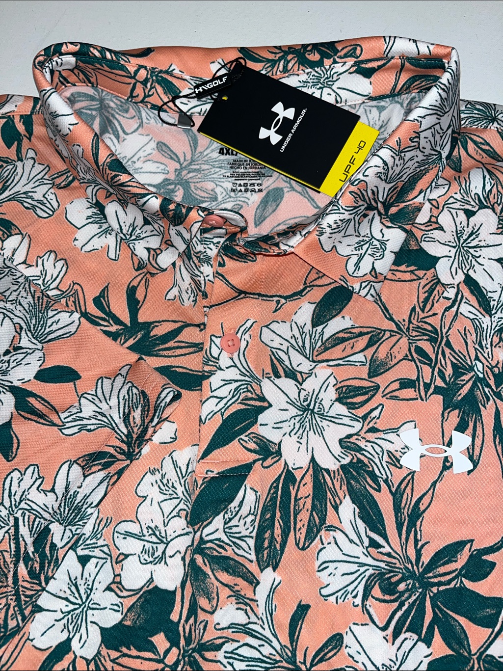 Under Armour Matchplay Golf Shirt Mens 4xl Upf 40 Polo Floral Print Nwt $60